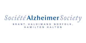 Logo of the Société Alzheimer Society, Brant, Haldimand Norfolk, Hamilton Halton. The text is in blue and gray on a white background.