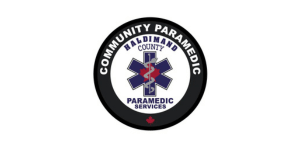 Logo of Haldimand County Community Paramedic Services. It features a medical star of life emblem in the center with a red cross and a paramedic symbol. The words "COMMUNITY PARAMEDIC" and "HALDIMAND COUNTY PARAMEDIC SERVICES" surround the emblem.