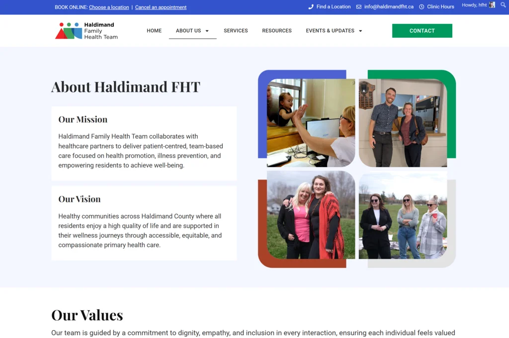 New HFHT website launch displaying the About page.