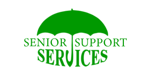 Green umbrella graphic with the text "Senior Support Services" incorporated into the design, on a white background.